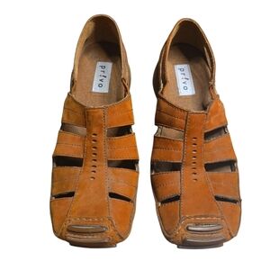 Privo Clarks Comfort Flex Sole Slip In Brown Leather Walking Sandals Size 5.5